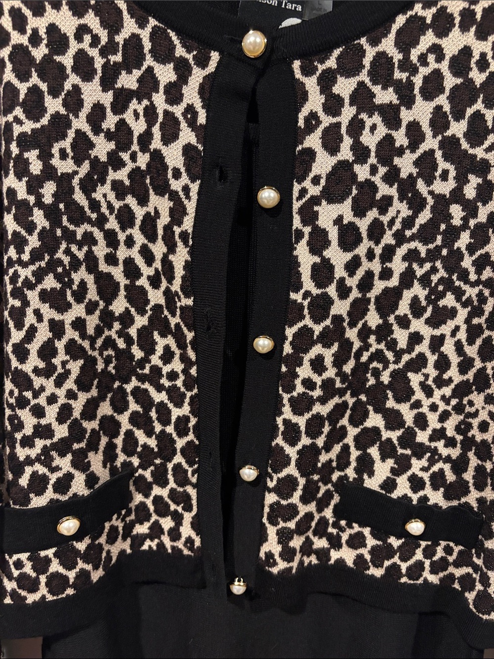 NWT! Black Dress with Beige & Black Leopard Print Cardigan - Elegant Formal Set - Picture 6 of 9